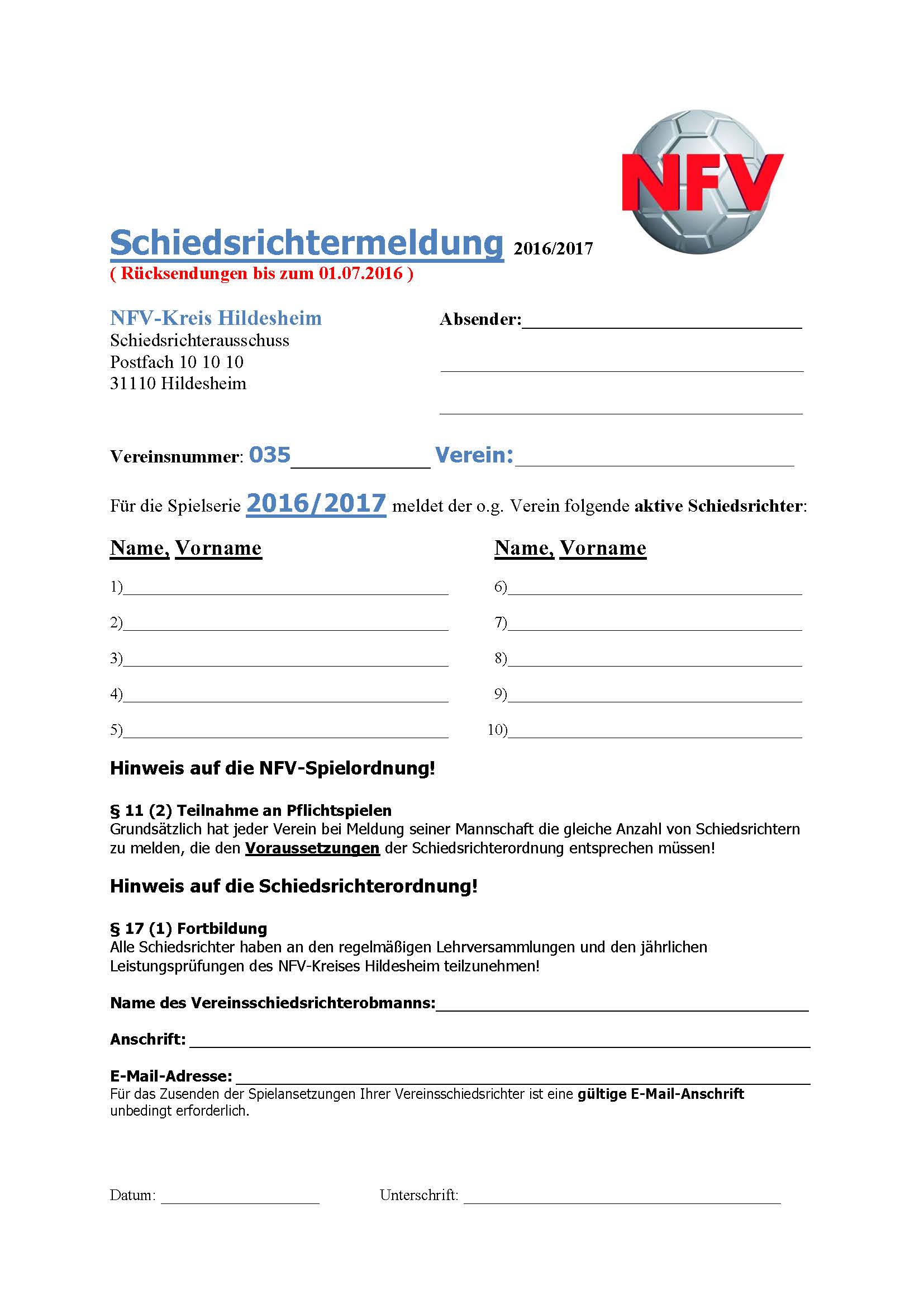 SR-Meldebogen
